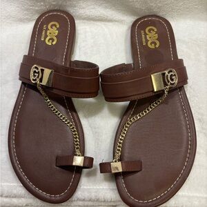 Brown GBG with gold accent sandals- size 8.5 Never Worn